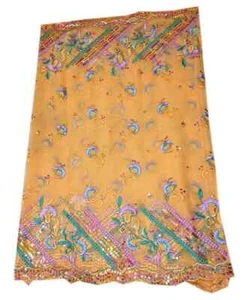 Schwer orange Vintage Dupatta Georgette bestickt lange Stola Halstuch Schal Hijab - Bild 1 von 4