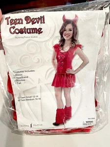 Living Fiction Devil Halloween Costume Dress Headband Booties Tail Teen M 14-16 - Picture 1 of 3