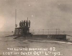 Britisches U-Boot HMS B2 Royal Navy Echt Foto Postkarte RPPC - Bild 1 von 3