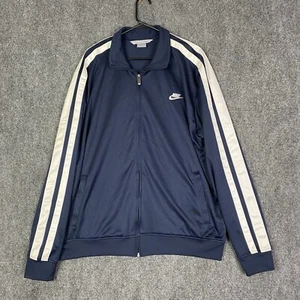 VINTAGE Nike Mens Track Jacket Adult 2XL Blue Full Zip Swoosh Y2K Essentials - Picture 1 of 16