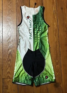Pactimo Bib Cycling Shorts Unitard Unisuit Singlet Bike Biking Green Padded M - Picture 1 of 11