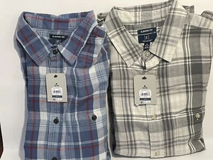 George Mens Dress Shirts (2) Long Sleeve Plaid 100% Cotton New With Tags - Picture 1 of 5