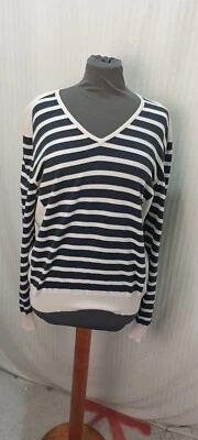 articolo d1926 maglione salvatore ferragamo tg s cotone blu a righe misure ascel - Immagine 1 di 4