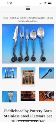 Juego de cubiertos de hierro forjado 6 asas de hierro enrollado acero inoxidable rústico cabeza de violín Foto 1 de 4