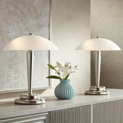 Deco Modern Accent Table Lamps 17" High Set of 2 Steel Touch On Off for Bedroom - Image 1 of 4