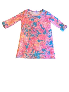 Lilly Pulitzer Girls Dress L (8-10) Bright Floral 3/4 Sleeve Summer Hamptons - Picture 1 of 5