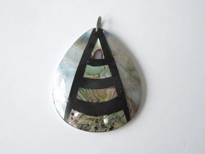 Abalone Perlmutt Anhänger Handarbeit Vintage 14,7 g/5,9 x 4,2 cm - Bild 1 von 3