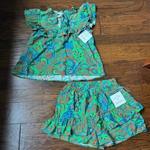 Nuevo con etiquetas Meet Me in Santorini Verde Vibrante Conjunto de Dos Piezas XS Traje de Juego de Resort de Vacaciones - Imagen 1 de 9