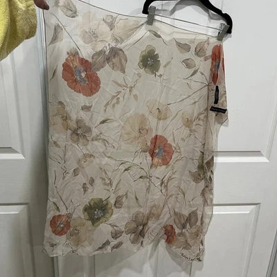 Ralph Lauren Seda Floral Bufanda Chal Envoltura Ligero Elegante Tonos 30x30 Foto 1 de 4