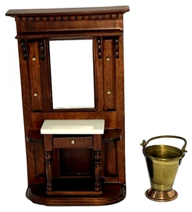 Foyer Eingang Konsolentisch Puppenhaus Möbel Messing Eimer Schirm Hut Ständer - Bild 1 von 18