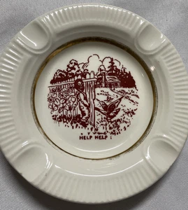 Cenicero de porcelana vintage MCM 1950’s Naughty Risqué Joke 5 1/8” "Ayuda" - Imagen 1 de 3
