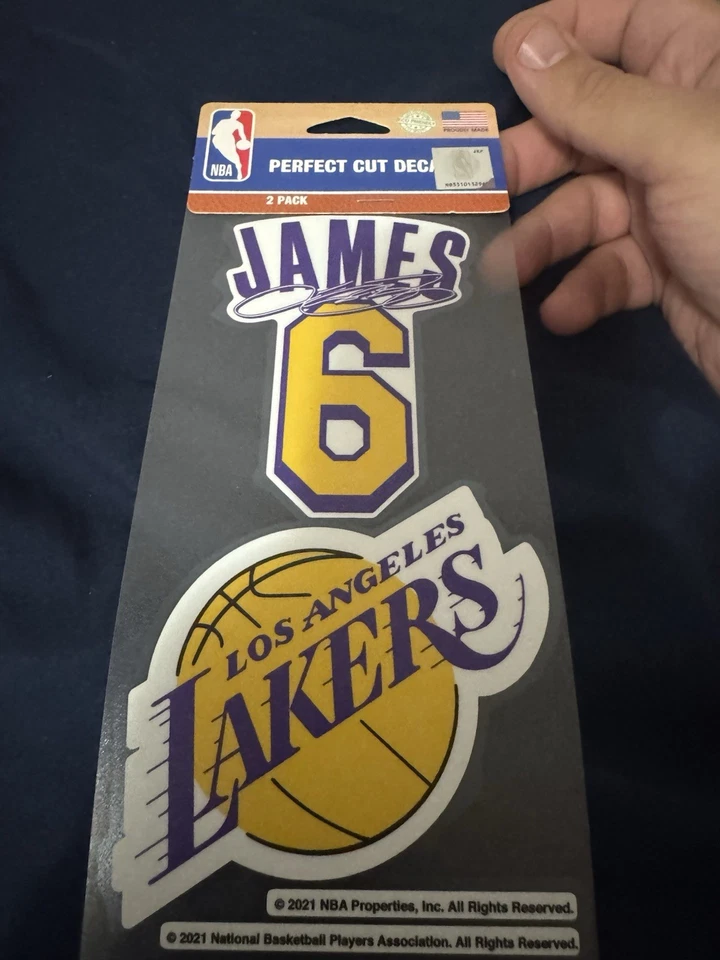Lebron James Los Angeles Lakers #6 conjunto de 2 decalques corte perfeito 4x4 cada NBA - Imagem 1 de 1