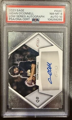 2023 Sage #A-AC Aidan O'Connell Rookie RC Auto Autograph PSA 10 Card PSA 8 - Image 1 of 3