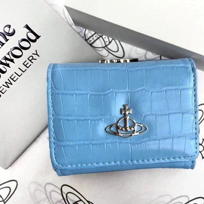 Vivienne Westwood Tri-fold wallet Embossed Patent leather Blue outlet New - Image 1 of 4
