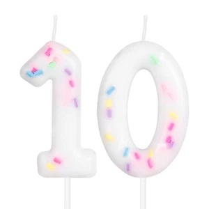 Girls Colorful 10th Birthday Candle, Colorful Sprinkles Number 10 Candles, Ca... - Picture 1 of 7