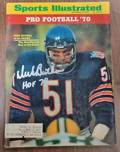 Dick Butkus Signed HOF 79 Sports Illustrated 9/21/70 Beckett Auto Chicago Bears 