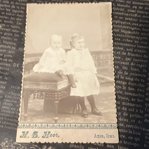 Vtg Cabinet Card Siblings Guy & Ray Gilbert By H. S. Hoot Of Ames, IA - Picture 1 of 3