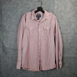 American Rag Cie Shirt Men M Pink Striped Button Down Long Sleeve Classic Cotton - Picture 1 of 19