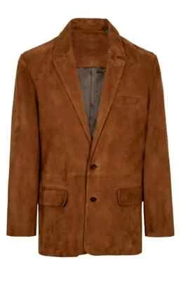 Stylish Men Brown Soft Suede Leather Blazer Soft Sheepskin Handmade Formal Party - Image 1 of 4