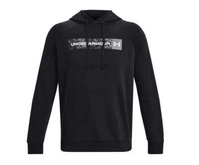 Under Armour Men's Rival Fleece Camo Chest Stripe Hoodie NWT Size Large Black - Image 1 of 4