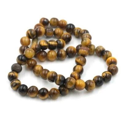 Collares hechos a mano con cuentas redondas lisas ojo de tigre natural curación 18"" Foto 1 de 4