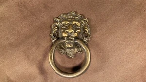 Antique Vintage Brass Bronze Lion Head Drop Ring Drawer Pull Furniture Keeler? - Picture 1 of 9