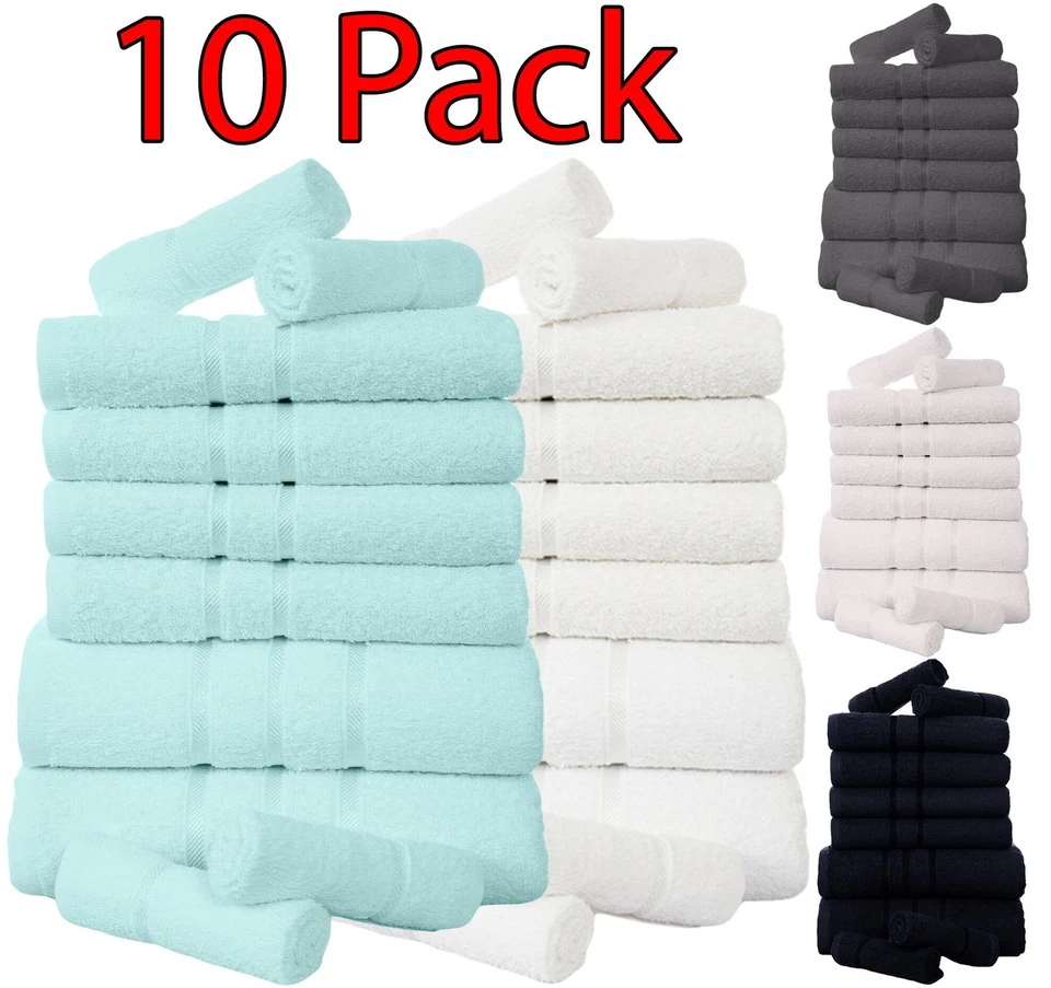 TRUE FACE 10 Piece Towel Bale Set 100% Luxury Egyptian Soft Cotton Face, Hand, Bath Towels
