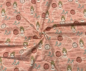 NUEVO Disney Cenicienta Pantuflas de Vidrio Rosa Tela de Algodón 1m Oficial Japón - Imagen 1 de 4