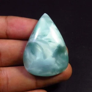 Piedra preciosa verde hemimorfita cabujón 38x27 mm forma pera 59 quilates HM-32 - Imagen 1 de 8