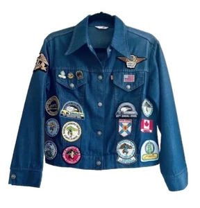 VINTAGE 70s LEVI’S ORANGE TAB JEAN JACKET Ladies HARLEY DAVIDSON Biker Denim S - Picture 1 of 12