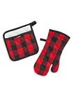 Hbc Stripes Red Buff Check One Size Buffalo Check Oven Mitt And Pot Holder 2-Pie