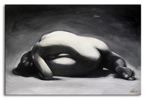 Nu - Peinture À L'Huile Peint à la Main Signé 90x60cm Salon Art Tableau - Zdjęcie 1 z 3