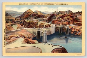Postcard Boulder Dam, Upstream Face and Intake Towers From Arizona Side - Picture 1 of 2