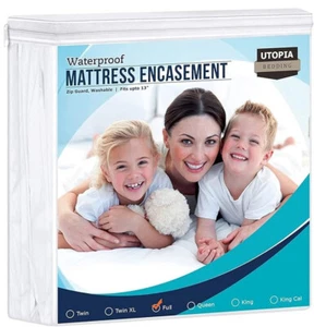Zippered Mattress Encasement Waterproof Protector Cover Full Size New - Picture 1 of 14