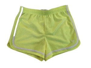 Justice Active Kids Girls 12 Running Shorts Neon Green Heart Stripe Retro Breath - Picture 1 of 9