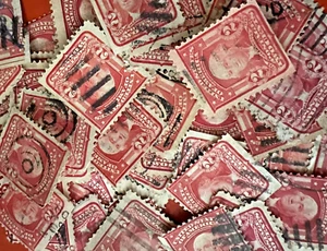 50 estampillas vintage para artesanía Sc 319; estampilla de George Washington 2c 1903 Carmine - Imagen 1 de 2