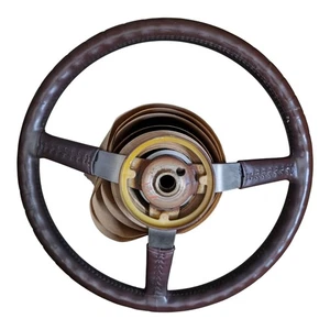 Jeep Wagoneer SJ J10 J20 FSJ OEM Factory Burgundy Leather Steering Wheel NO HORN - Picture 1 of 16