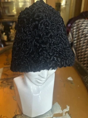De Colección Años 60 Negro Persa Cordero Sombrero Ruso Cosaco Cálido Acogedor Invierno Sombrero M Foto 1 de 4