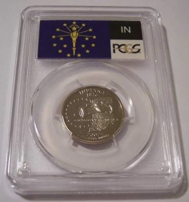 2002 S Clad Indiana State Quarter Proof PR70 DCAM PCGS Flag Label - Image 1 of 2