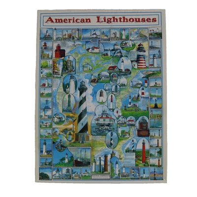 Rompecabezas White Mountain de 1000 piezas * Faros americanos * 24 x 30 1997 completo Foto 1 de 4