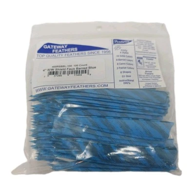 Paquete de 100 plumas Gateway 4" ala derecha: escudo imitación barra azul 400RSBBL-100 Foto 1 de 3