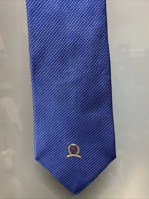 Corbata ancha Tommy Hilfiger vintage para hombre con escudo azul logotipo de grifo tejida 100 % seda Foto 1 de 4