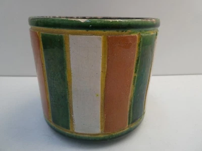 ANTIQUE JAPANESE POTTERY HAND PAINTED STRIPED VASE STAMPED TO BASE - image 1 of 4