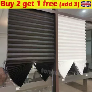 UK Self-Adhesive Pleated Blind Office Kitchen Balcony Door Window Curtain Shades - Picture 1 of 21