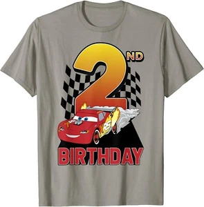 Disney Pixar Cars Lightning McQueen 2nd Birthday Peel Out Shirt Toddler 2T Gray - Picture 1 of 6