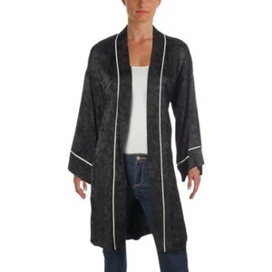 Lauren Ralph Lauren Womens Black Open Front Floral Print Duster Top S - Picture 1 of 11