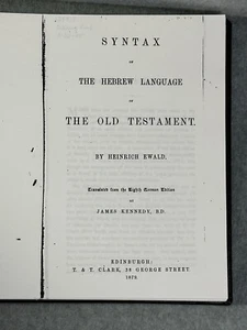 OLD TESTAMENT BY HEINRICH EWALD Translated From The  8th German Edition Vintage - Picture 1 of 6