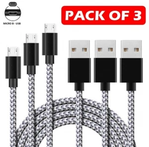 Heavyduty Braided Micro USB Charger Charging Lead Data Sync Phone Cable 1M 2M 3M - Picture 1 of 48