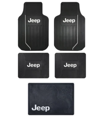 New 5pc JEEP Elite Front Rear Cargo Car Truck All Weather Rubber Floor Mats Set - Image 1 of 4