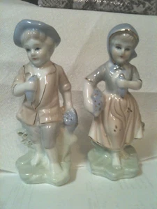 2 COLLECTIBLE PORCELAIN BOY AND GIRL FIGURINES - Picture 1 of 6